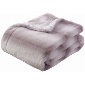 Printed Faux Rabbit Fur Throw; Lightweight Plush Cozy Soft Blanket; 50&quot; x 60&quot;; Coffee Stripe (2 Pack Set of 2)
